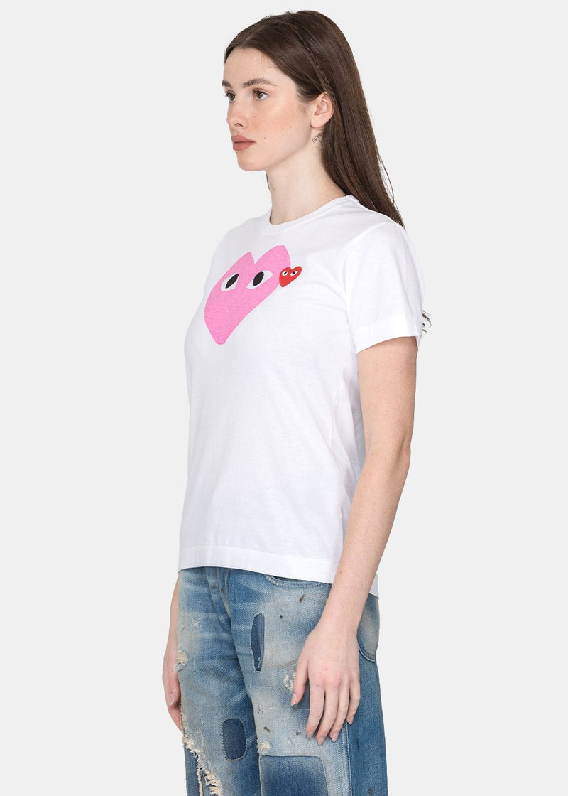 Comme des Garcons Play White & Pink Heart T-Shirt - NOBLEMARS