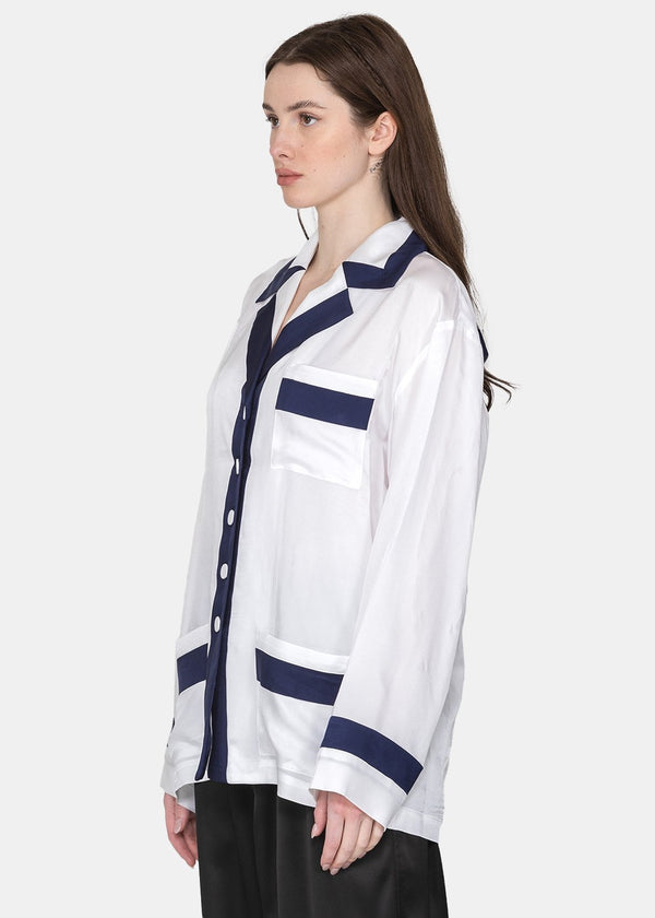 Kimhēkim White & Navy Pajama Shirt - NOBLEMARS