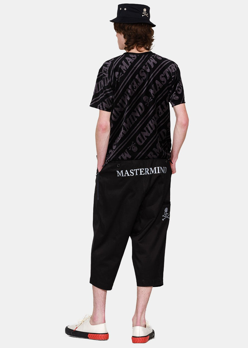 mastermind WORLD Black & Charcoal Velvet Logo T-Shirt - NOBLEMARS