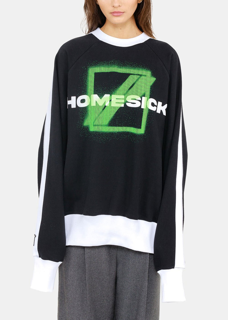 We11done Black Homesick Logo Raglan Sweatshirt - NOBLEMARS