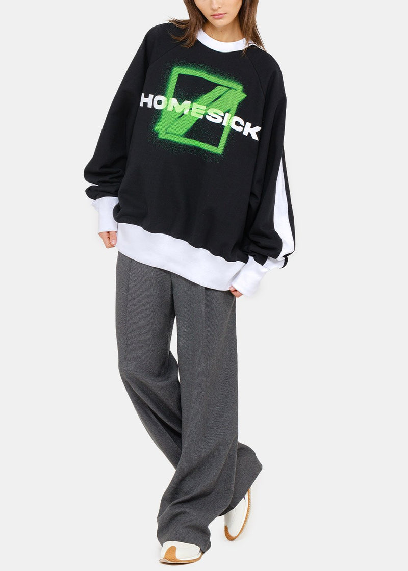 We11done Black Homesick Logo Raglan Sweatshirt - NOBLEMARS