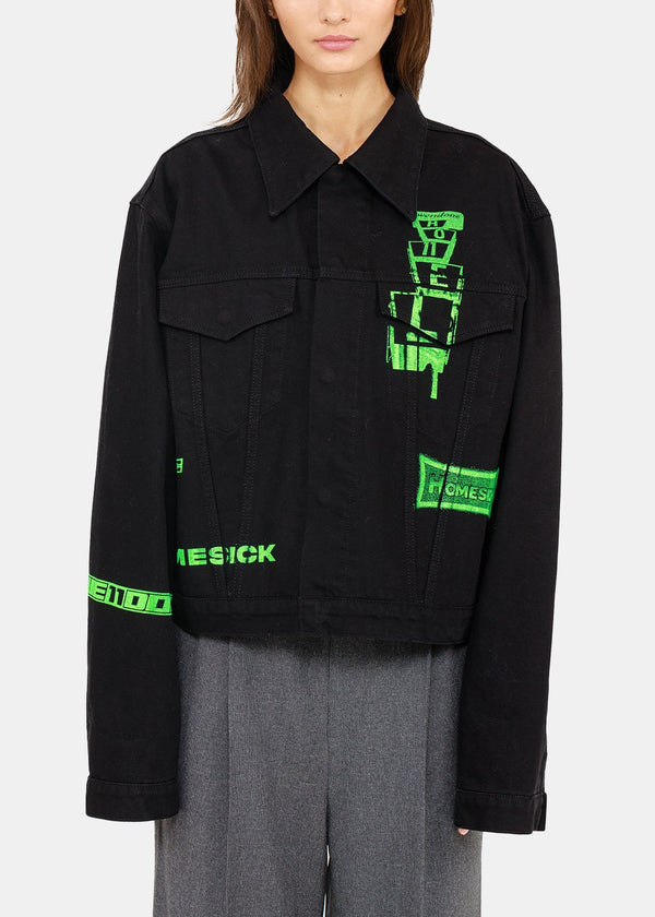 We11done Black Neon Logo Denim Jacket - NOBLEMARS