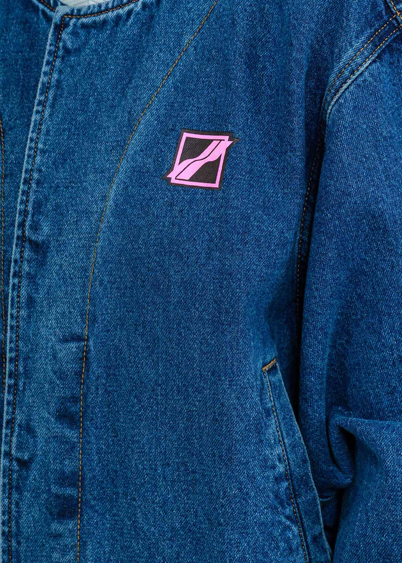 We11done Blue Washed Logo Denim Jacket - NOBLEMARS