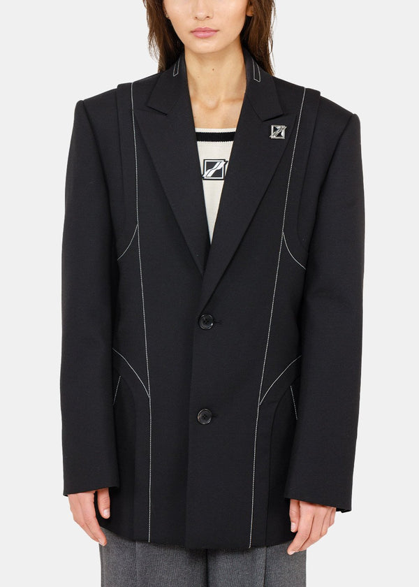 We11done Black Contrast Stitch Tailored Jacket - NOBLEMARS