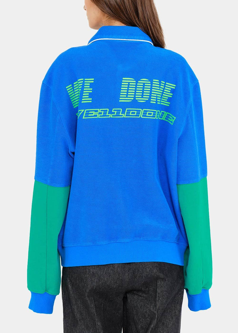 We11done Blue & Green Logo Varsity Jacket - NOBLEMARS