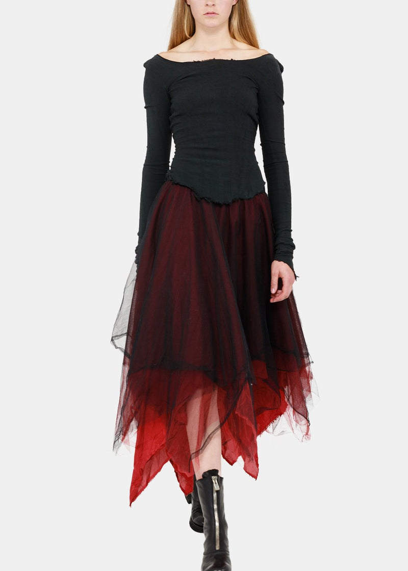 Marc Le Bihan Black & Red Multilayer Asymmetric Skirt - NOBLEMARS