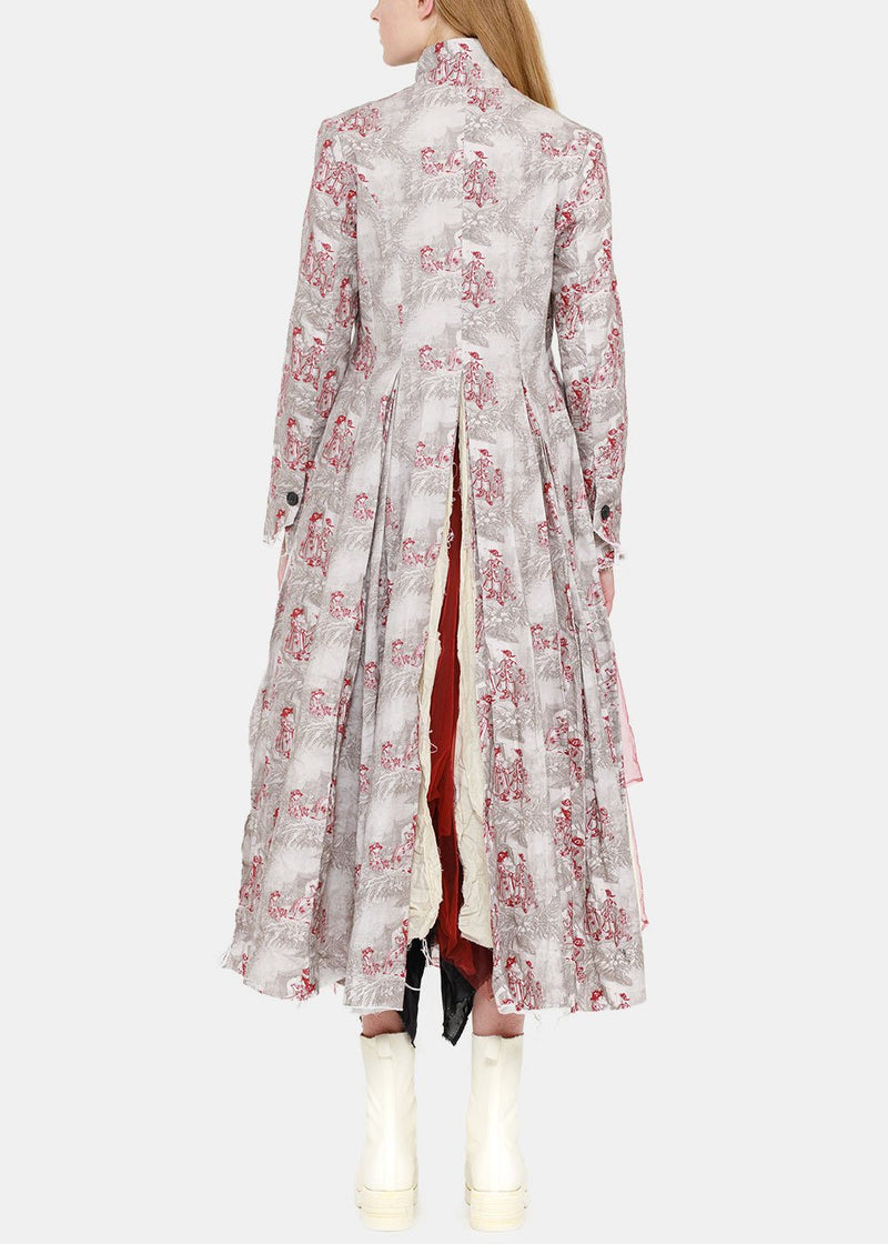 Elena Dawson Grey & Red Print Frock Coat - NOBLEMARS