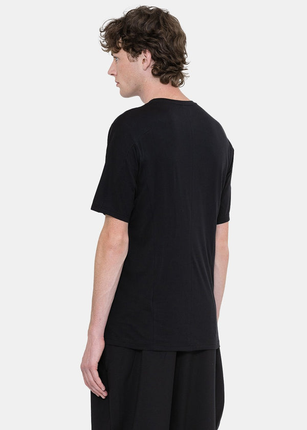 Devoa Black Cotton Jersey T-Shirt - NOBLEMARS