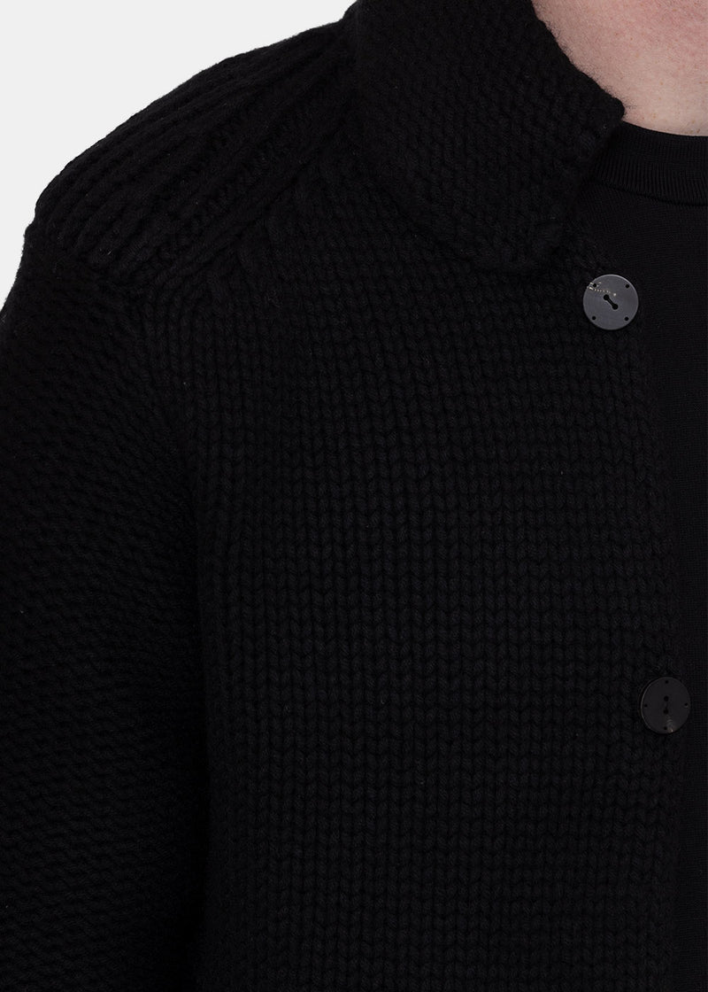 Devoa Black Wool Knit Jacket - NOBLEMARS