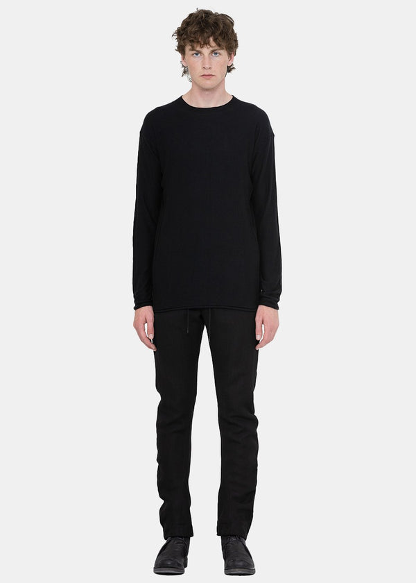 Devoa Black Cotton-Cashmere T-Shirt - NOBLEMARS