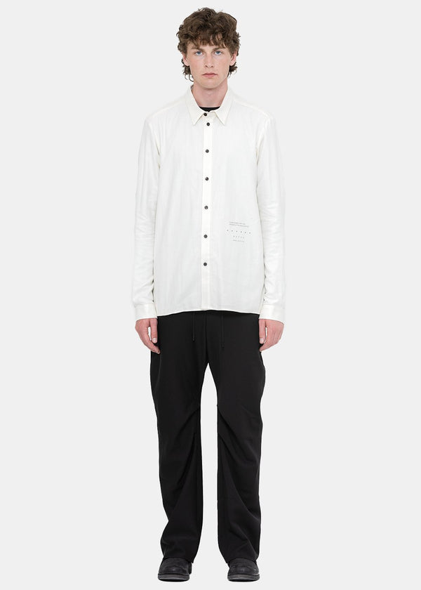 Devoa Cream White Herringbone Cotton Shirt - NOBLEMARS