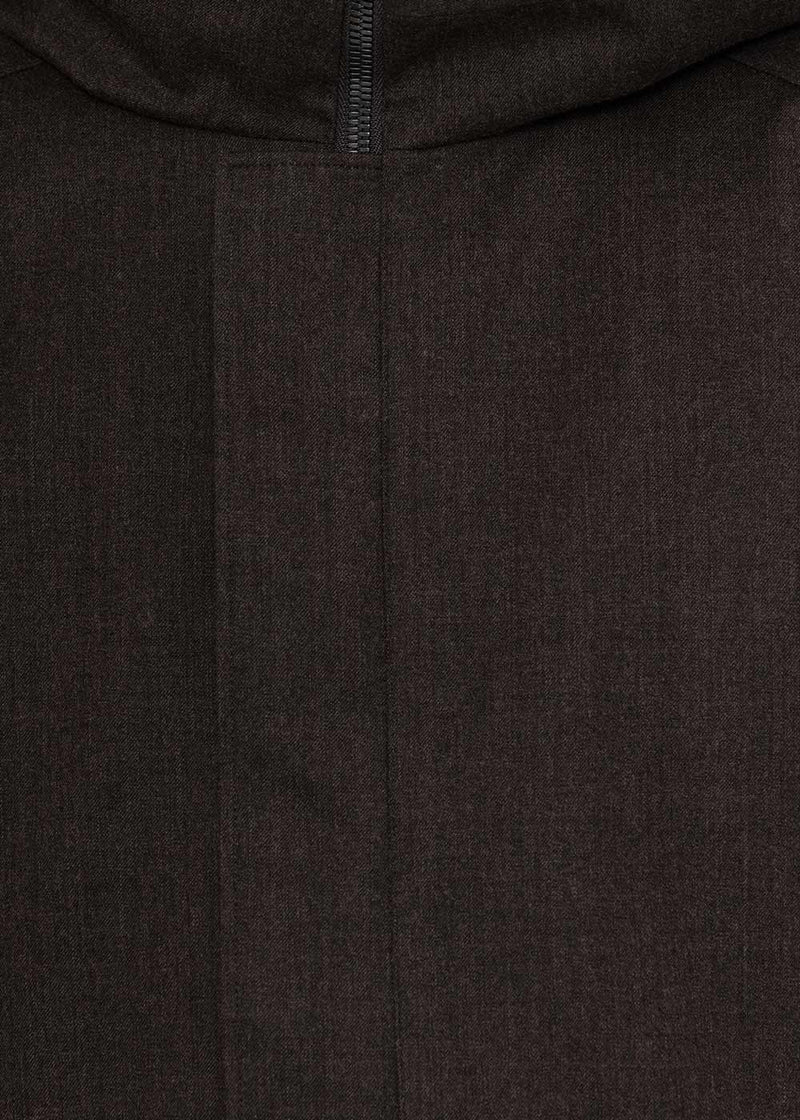 Devoa Khaki Grey Hooded Fleece Coat - NOBLEMARS