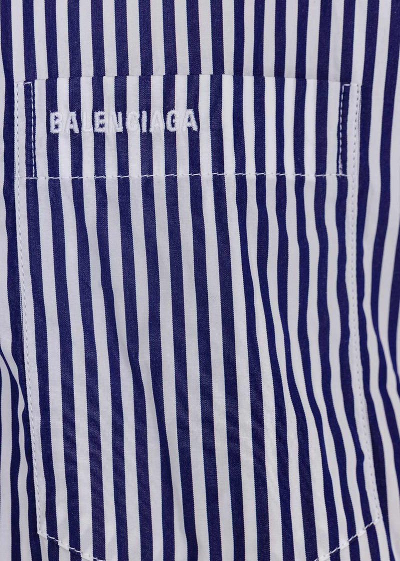 Balenciaga Navy & White Stripe Twisted Shirt - NOBLEMARS