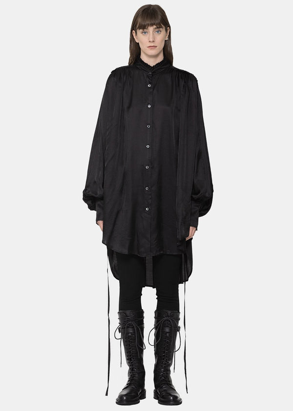 Ann Demeulemeester Black Pleats Long Shirt - NOBLEMARS