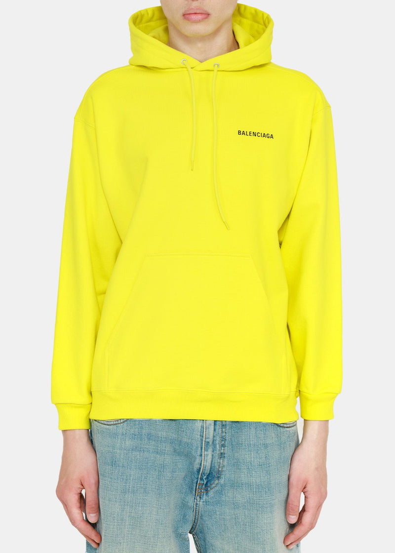 Balenciaga Yellow Logo Print Hoodie - NOBLEMARS