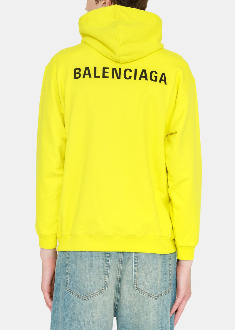 Balenciaga Yellow Logo Print Hoodie - NOBLEMARS