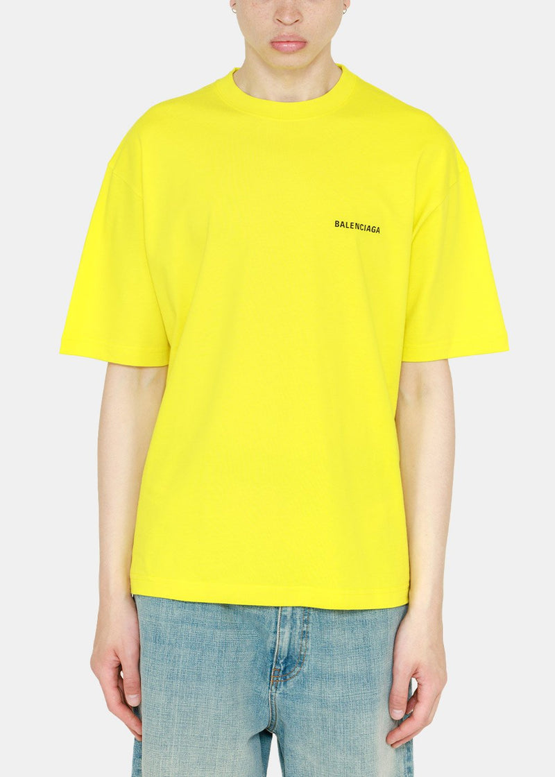 Balenciaga Yellow Medium Fit Logo T-Shirt - NOBLEMARS