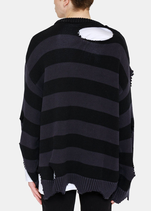 Balenciaga Black & White Layered Destroyed Sweater - NOBLEMARS