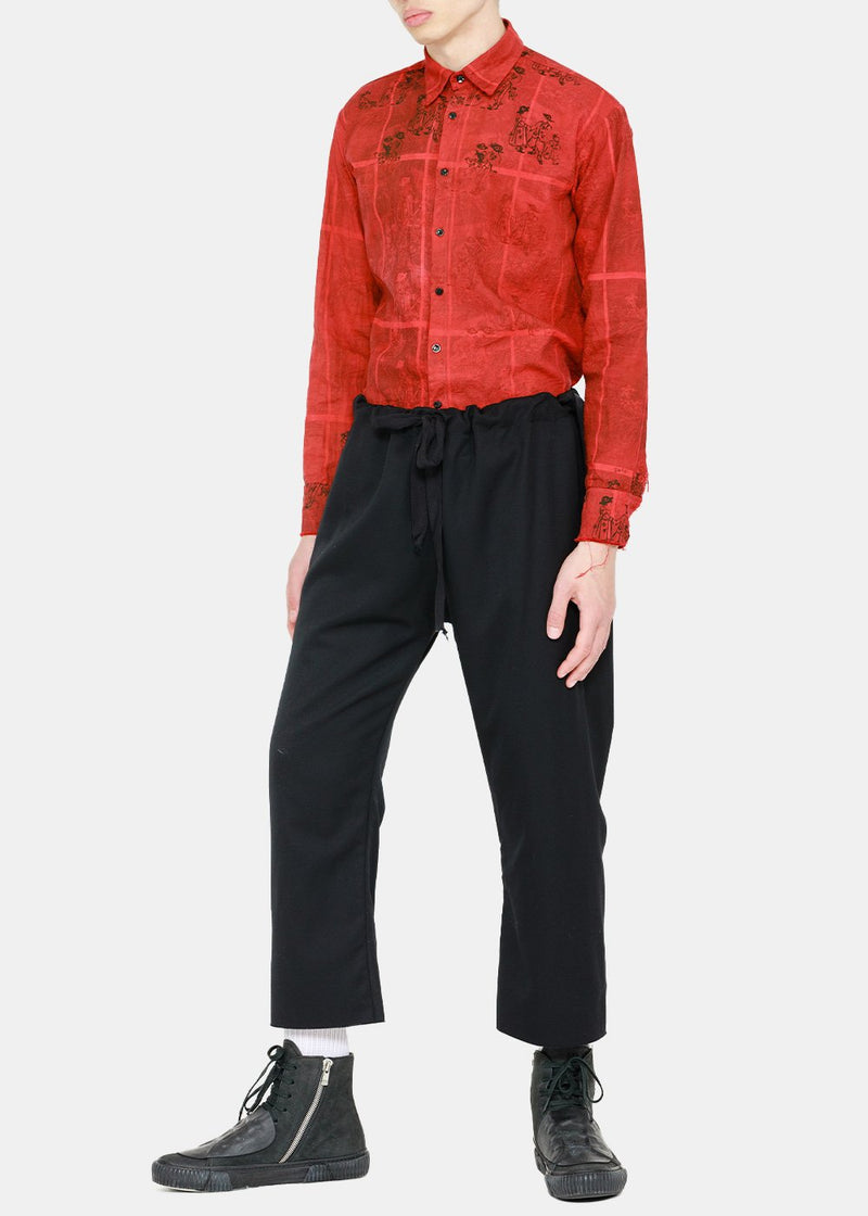 Elena Dawson Red Print Linen Shirt - NOBLEMARS