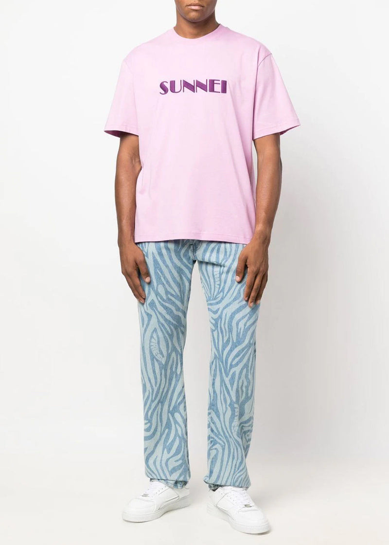 Sunnei Lilac Big Logo Embroidery T-Shirt - NOBLEMARS