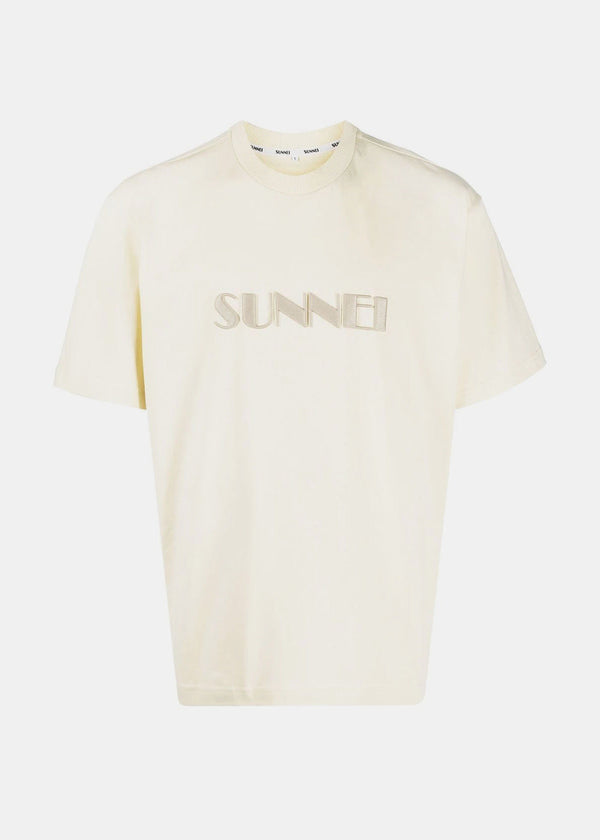 Sunnei Biege Logo Embroidery T-Shirt - NOBLEMARS