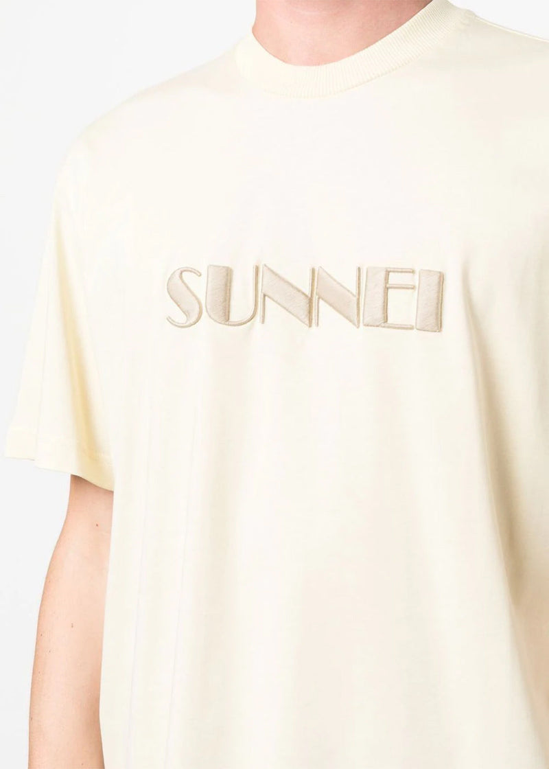 Sunnei Biege Logo Embroidery T-Shirt - NOBLEMARS