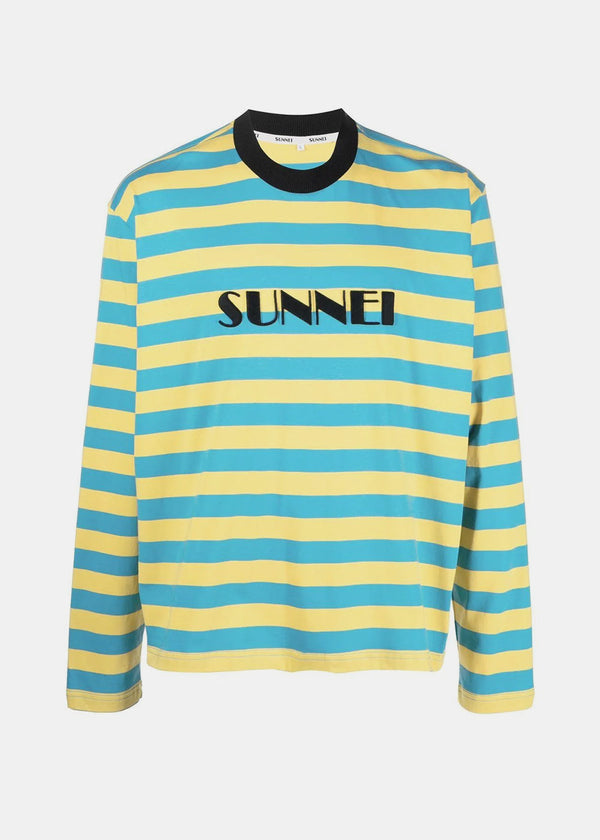 Sunnei Yellow & Blue Logo Embroidery T-Shirt - NOBLEMARS