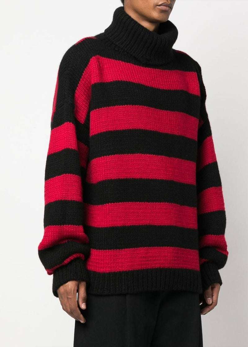 Black & Red Striped Sweater by MASTERMIND WORLD on Sale