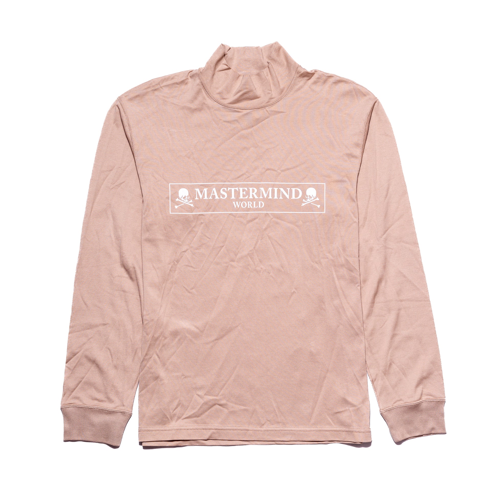 Mastermind World Box Logo Print Long Sleeve T-Shirt Tan - NOBLEMARS