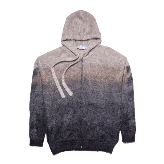 Off-White Arrows-Logo Brushed-Knit Zip-Up Hoodie Grey - NOBLEMARS