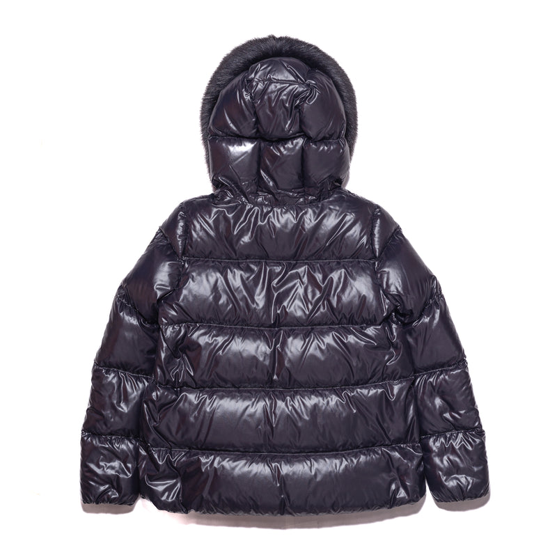 Moncler Laiche Quilted Hooded Down Jacket with Removable Faux Fur Trim Black - NOBLEMARS