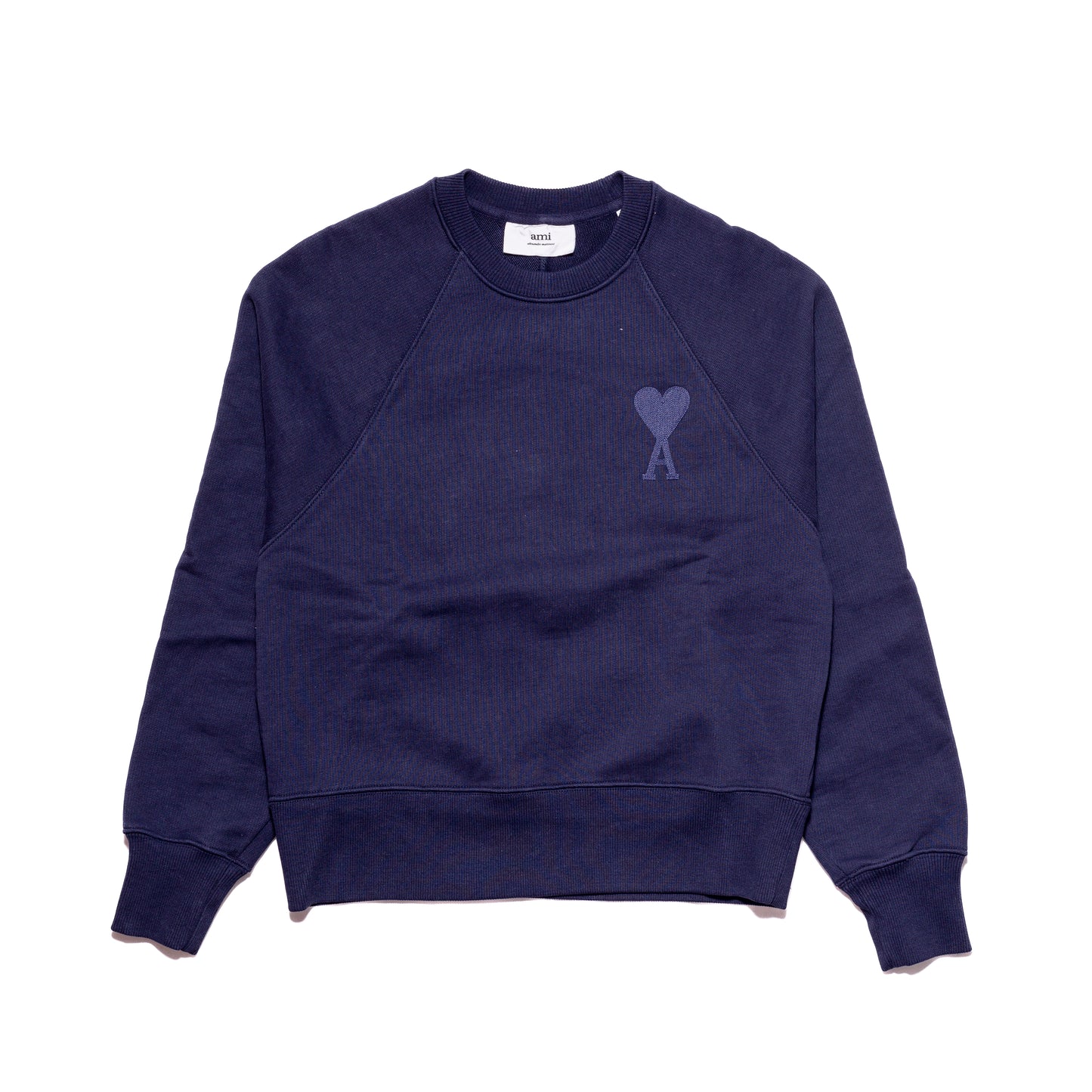 Ami Paris Embroidered-Logo Long-Sleeve Sweatshirt Navy - NOBLEMARS