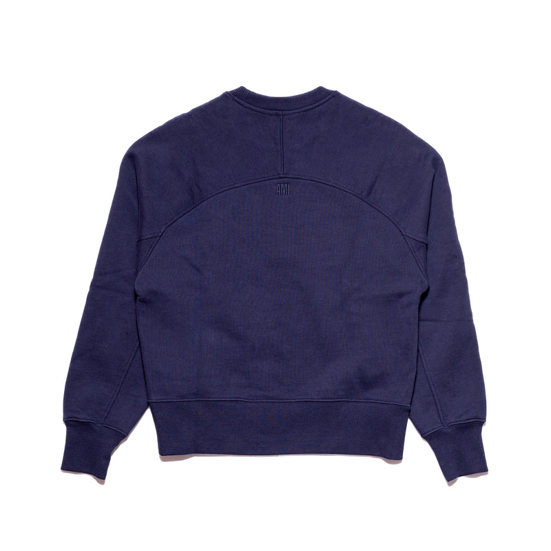 Ami Paris Embroidered-Logo Long-Sleeve Sweatshirt Navy - NOBLEMARS