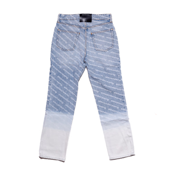 Alexander Wang All-Over Logo Print Dip Dye Ombré Jeans Blue - NOBLEMARS