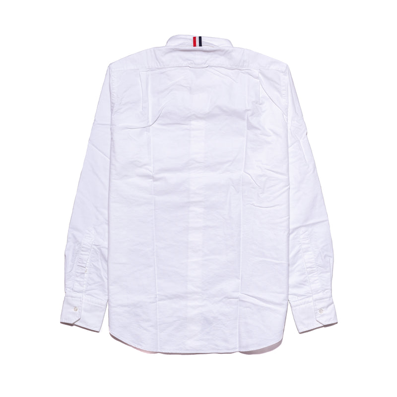 Thom Browne White Cotton Oxford Printed Diagonal Stripe Straight Fit Long Sleeve Shirt White - NOBLEMARS