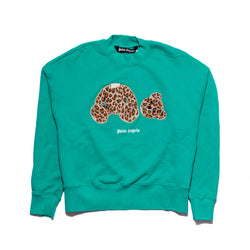 Palm Angels Teddy Bear-Print Cotton Sweatshirt Green - NOBLEMARS