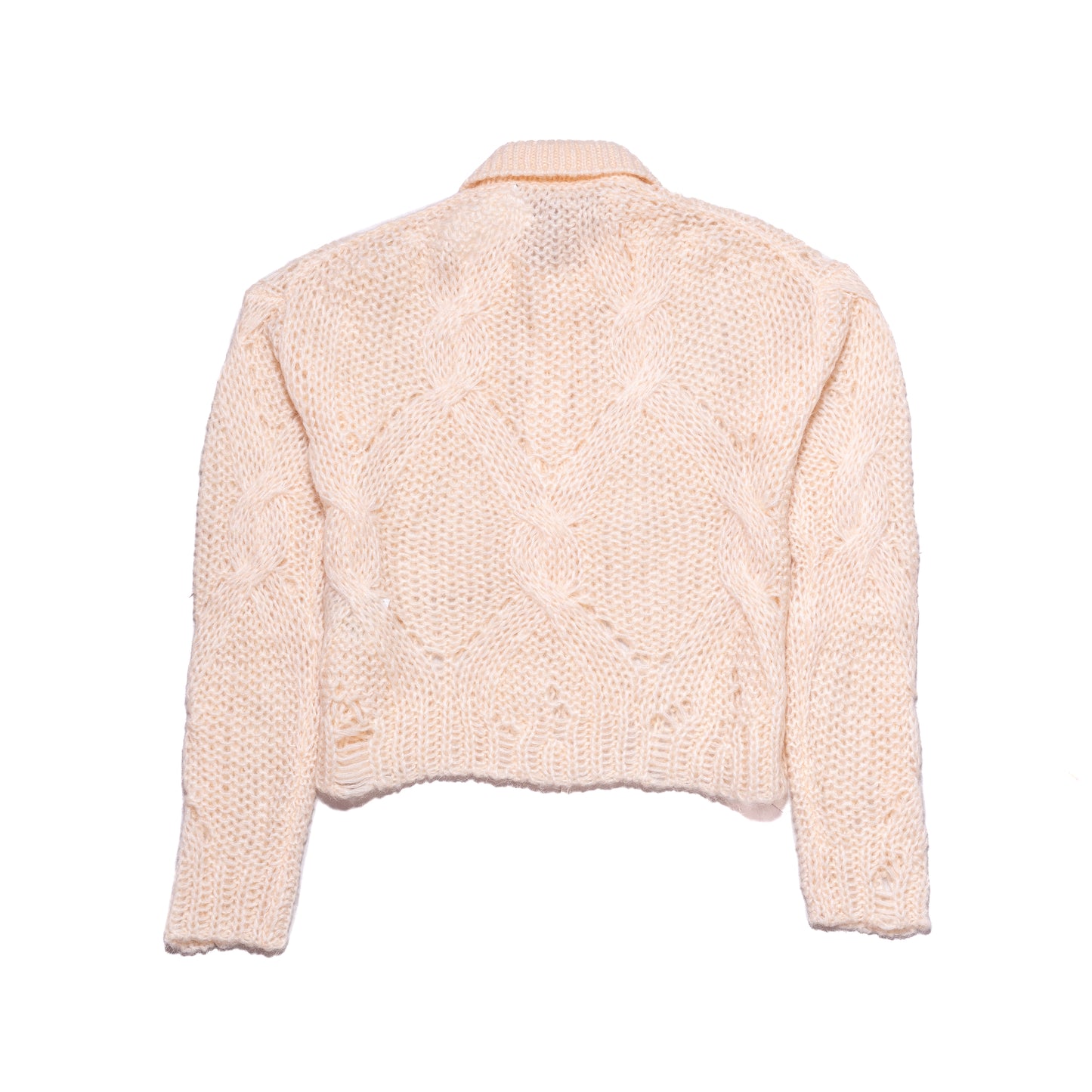 Acne Studios Korlie Cable Knit Polo Sweater Ivory White - NOBLEMARS