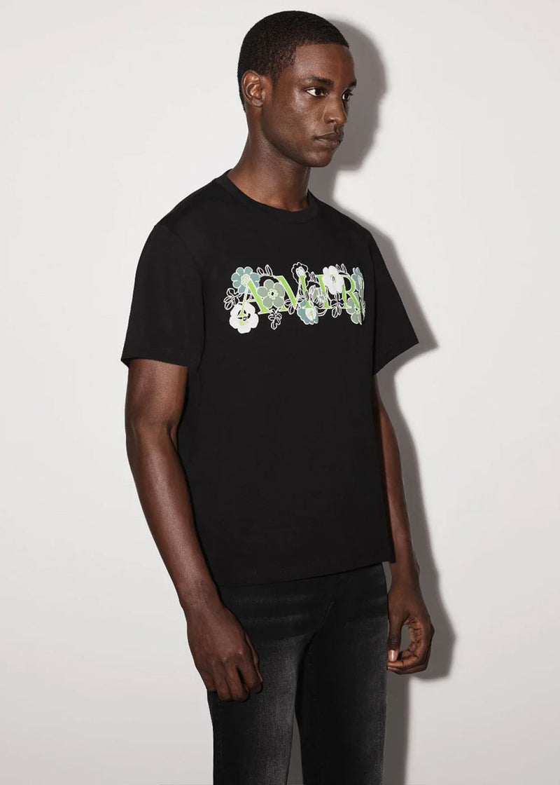 Black Flower AMIRI Logo T-Shirt