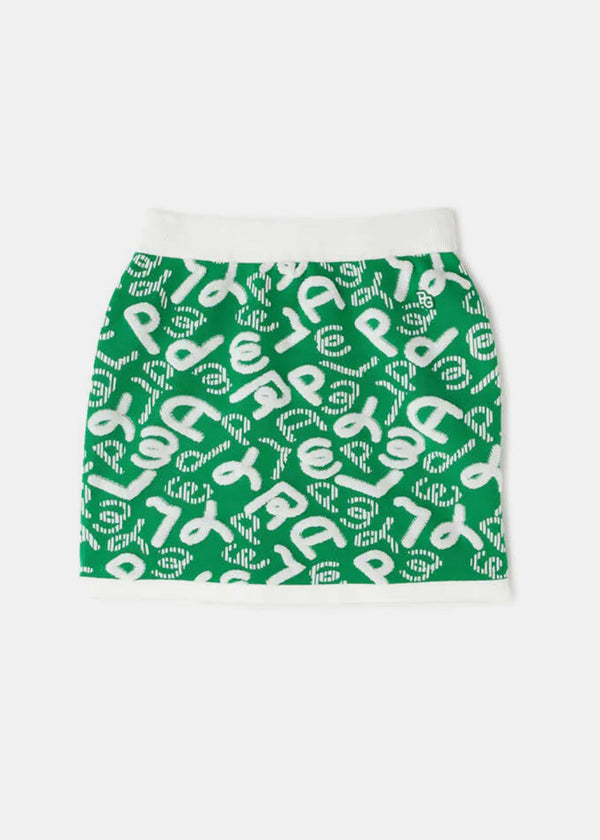 Pearly Gates Green Logo Pattern Knit Skirt - NOBLEMARS