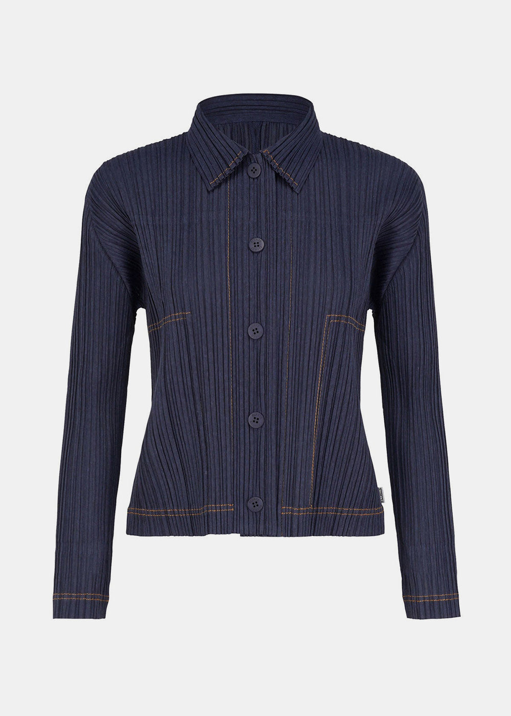 Pleats Please Issey Miyake Indigo Blue Ramie Denim Jacket - NOBLEMARS