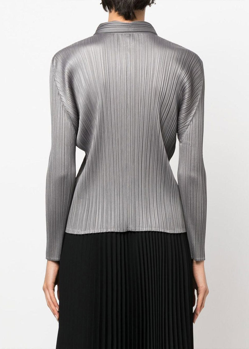 Pleats Please Issey Miyake Grey Basics Pleated Shirt - NOBLEMARS