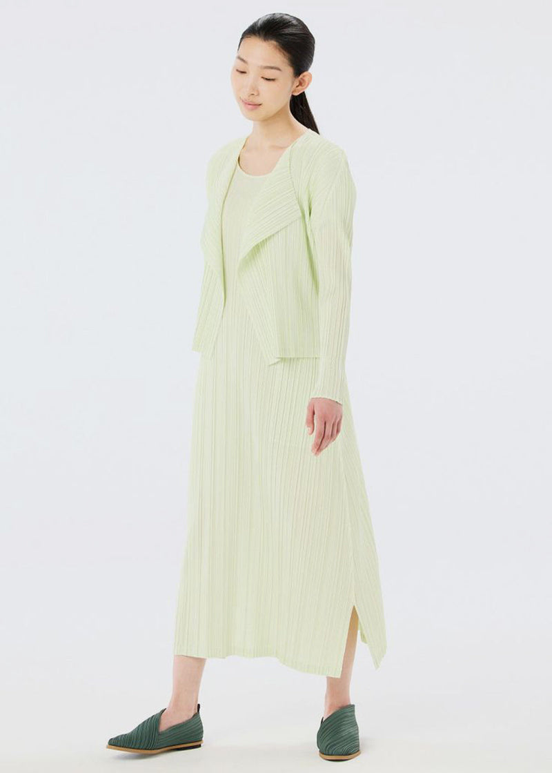 Pleats Please Issey Miyake Aplle Green Mellow Pleated Cardigan - NOBLEMARS