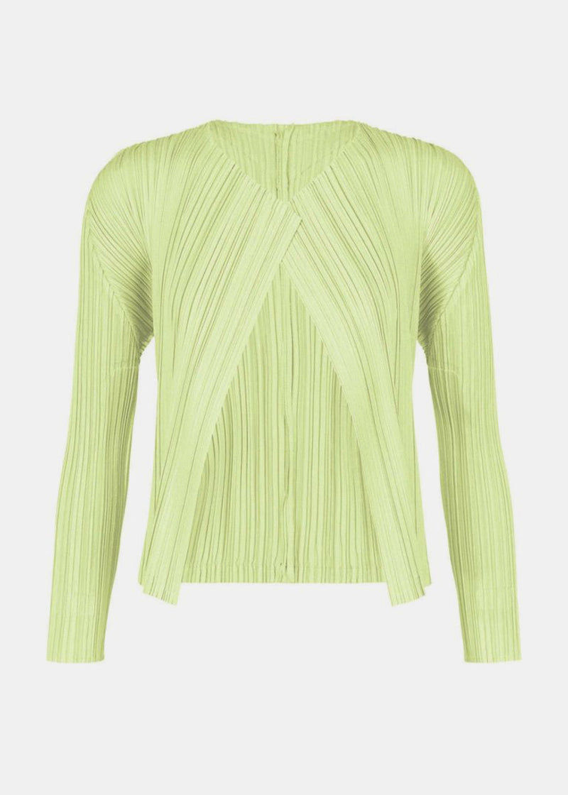 Pleats Please Issey Miyake Aplle Green Mellow Pleated Cardigan - NOBLEMARS