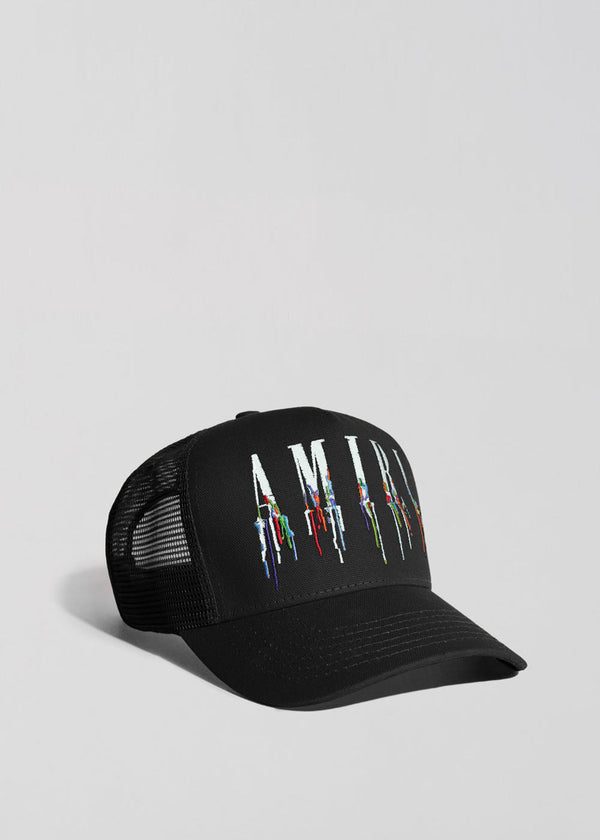 AMIRI Black Drip Core Logo Trucker Hat - NOBLEMARS