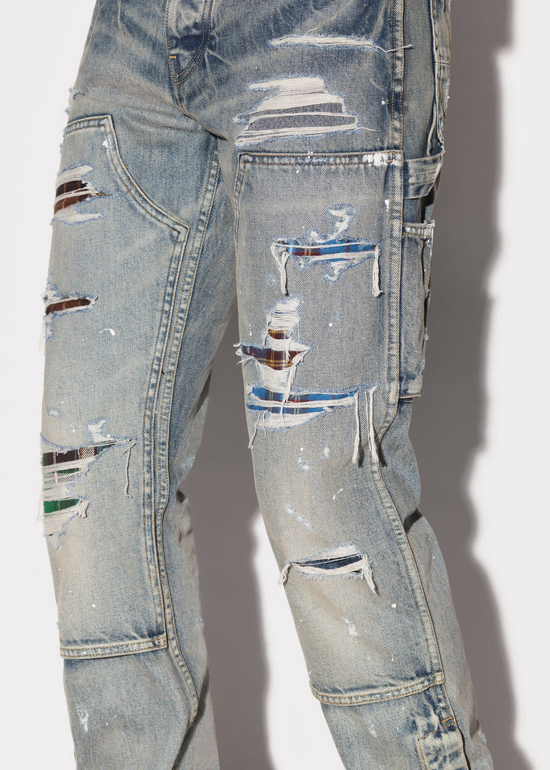 AMIRI Clay Indigo Plaid Carpenter Jeans - NOBLEMARS