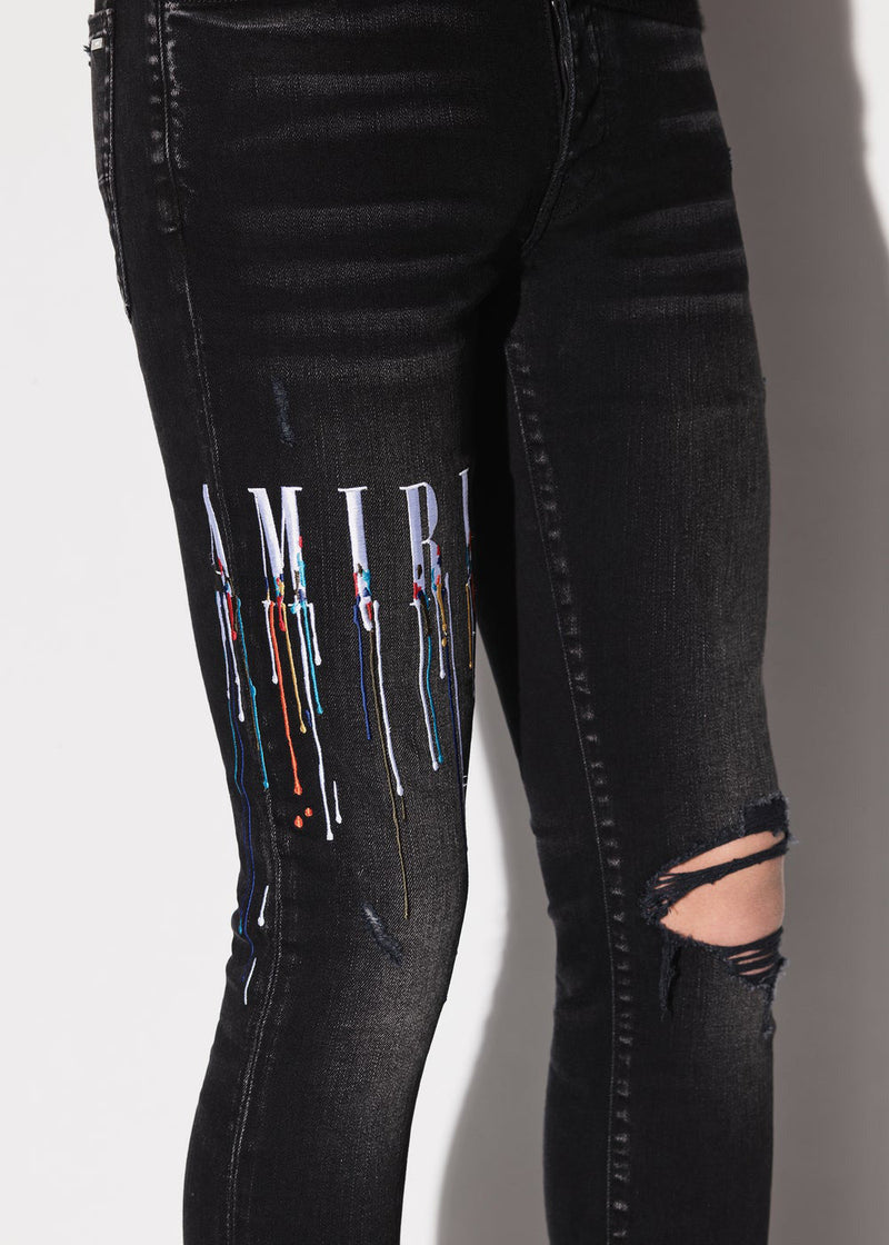 Amiri Aged Black & Paint Drip 'Core Logo' Jeans