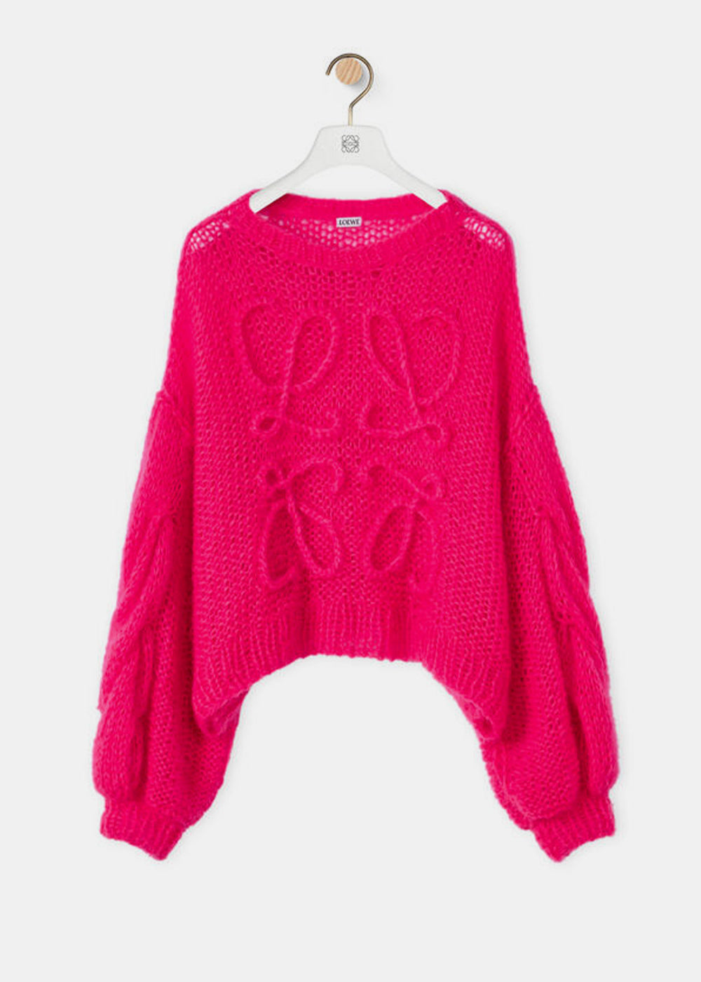 Loewe Fluo Pink Anagram Mohair Sweater - NOBLEMARS