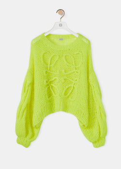 Loewe Neon Yellow Anagram Mohair Sweater - NOBLEMARS