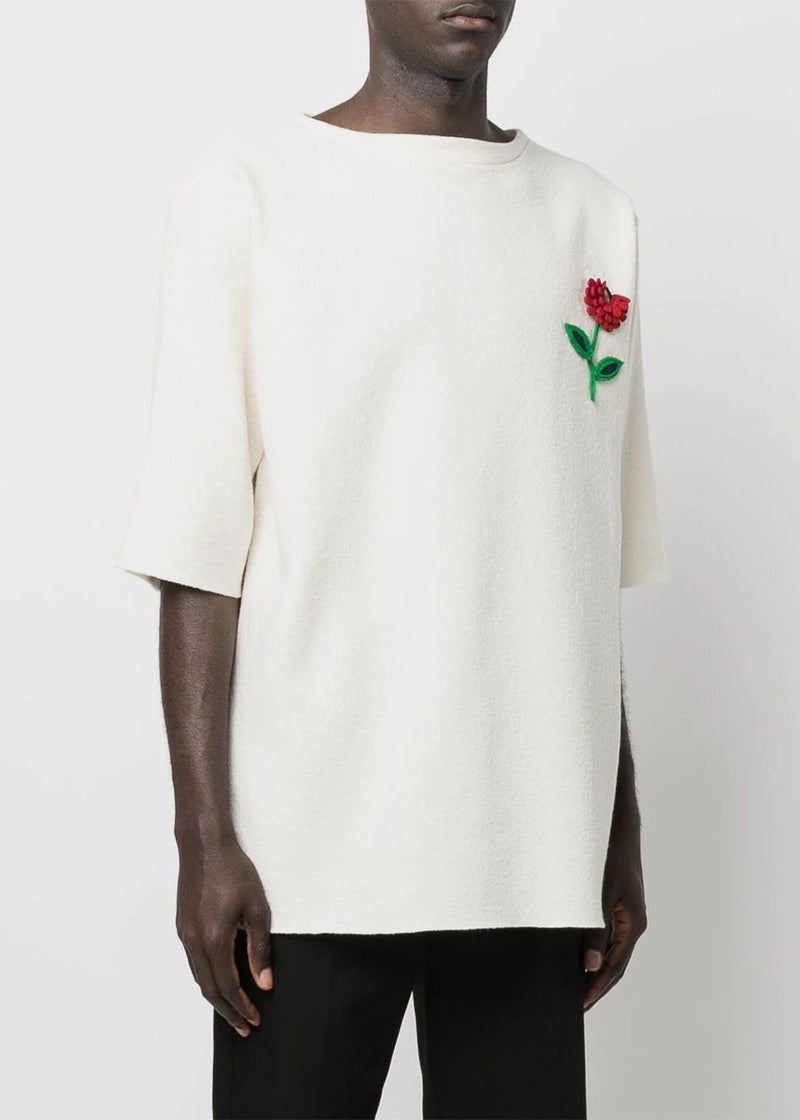 Maison Margiela Off White Flower Appliqué Sweater - NOBLEMARS