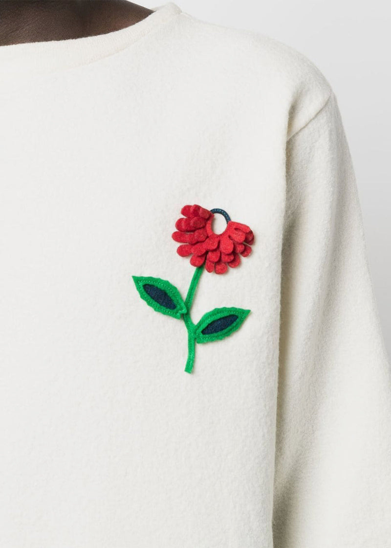Maison Margiela Off White Flower Appliqué Sweater - NOBLEMARS